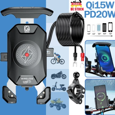 360° Handy Halterung Motorrad Halter mit Induktive Ladefunktion Universal，Roller - Bild 1 von 4