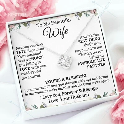 Collar A Mi Hermosa Esposa Nudo de Amor Colgante Esposa Regalos Encuentro Tú Era el Destino Foto 1 de 4