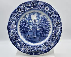 Liberty Blue Plate Independence Hall England Ironstone Historic Scenes Vintage - Picture 1 of 9