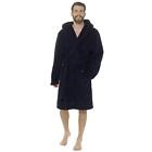Mens Bathrobe Pile Luxury Soft Warm Hooded Snuggle Two Toned Effect Robe Belted