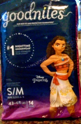 Roupa íntima de enurese noturna para meninas Goodnites, tamanho P/M 43-68 libras 14 quilates - Imagem 1 de 2