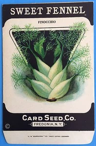 *Original* SWEET FENNEL Finocchio Herb CARD SEED Packet Pack 1920s Fredonia N.Y. - Picture 1 of 1