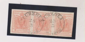 AUSTRIA, CROACIA 3 Kreuzer tira de 3 CURZOLA KORCULA bonito cancelar - Imagen 1 de 2