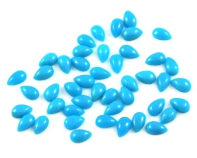 AAA Natural Arizona Turquoise 8x6mm Pear Shape Cabochon Cut Loose Gemstone 20 Pc - Image 1 of 4