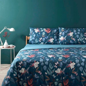 Completo Copripiumino Matrimoniale in Puro Cotone Cherry Floreale Blu Bassetti - Bild 1 von 4