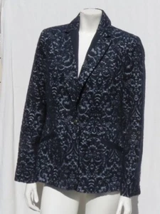 Giacca blazer misto lana jacquard blu navy CABI #109 autunno 2014 $158 taglia 6 usata in ottime condizioni - Foto 1 di 6