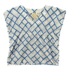 Beaufort Bonnet Company Swim Cover Up Girls Blue White Cotton V Neck Size 6 - Picture 1 of 6