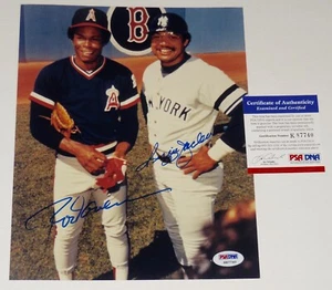 REGGIE JACKSON & ROD CAREW AUTOGRAPHED 8x10 PHOTO (YANKEES / ANGELS) - PSA DNA! - Picture 1 of 1