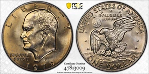 1978-D Ike $1 Eisenhower Dollar PCGS MS65 WOW EYE APPEAL Gold Shield & TrueView - Picture 1 of 3