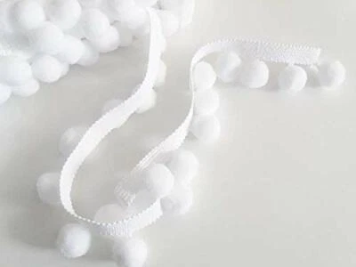 POM POM Bobble Trim Fringe Size XL - 2cm/0.8" Best Quality #C WHITE - Image 1 of 3