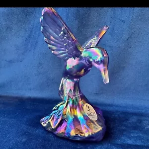 Fenton Purple Carnival Glass Hummingbird Figurine w Original Sticker + Retail - Picture 1 of 15