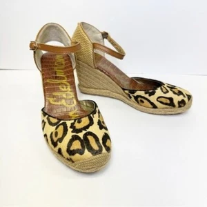 Alpargata cuñas Sam Edelman Harmony estampado de leopardo pelo de becerro talla 9 - Imagen 1 de 7
