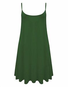 New Women's Camisole Cami Flared Skater Strappy Vest Top Swing Dress 8-26