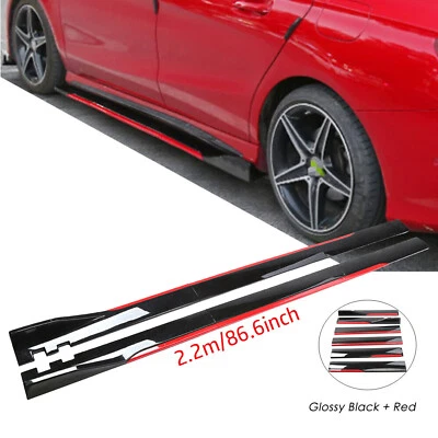 For Toyota Venza 2.2 m/86.6inches Side Skirt Extensions Glossy Black Red Line Foto 1 de 4