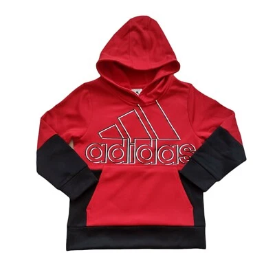 Moletom Adidas masculino pulôver tamanho 5 vermelho escuro logotipo com capuz  - Imagem 1 de 4