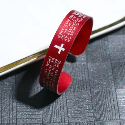 Pulseras conmemorativas de aluminio rojo grabadas para hombre y mujer Foto 1 de 4