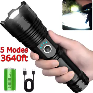 Rechargeable High Lumens Flashlight 1000000LM LED Tactical Waterproof Handheld - Picture 1 of 15