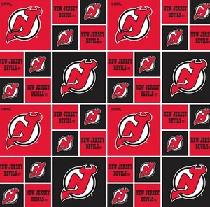 BTHY NHL Hockey Nueva Jersey Devils Bloque Toda Tela de Algodón POR Media YARDA - Imagen 1 de 1