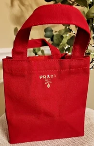 PRADA Milano | Novelty Small Lunch Tote ~ Red with Gold ~ NEW - Picture 1 of 7