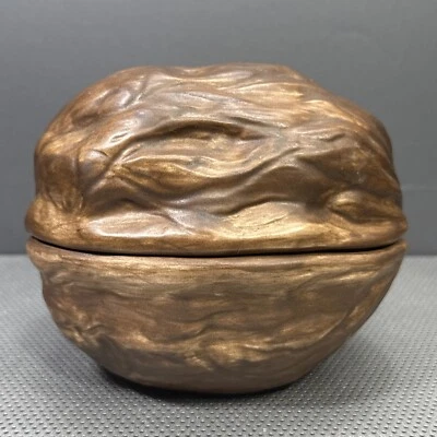 Vintage MCM Large Arnels Ceramic “Dodey” Walnut Jar Candy Dish Blue Glaze NICE - Image 1 of 4