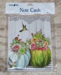 LEANIN TREE Pumpkins & Succulents~Pack of 8 Notecards #35664~Color Inside Blank - Picture 1 of 3