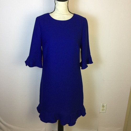 VETEMENTS Abito CeCe Zaffiro Kate Shift Taglia 4 Donna Blu Orlo Increspato Manica a Campana 3 4