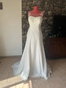 Brautkleid Hochzeitskleid neu A-Linie weiß Größe 44 Spitze Crusz - Bild 1 von 15