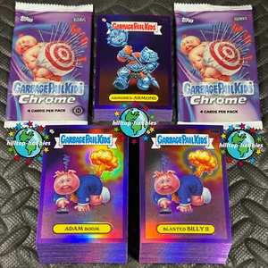 GARBAGE PAIL KIDS 2025 CHROME 7 COMPLETE 100-CARD PURPLE SET +2 WRAPPERS! - Picture 1 of 1