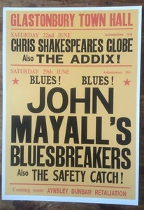 JOHN MAYALL'S BLUESBREAKERS GLASTONBURY CONCERT POSTER A3+ / THICK CARD / MINT) - Picture 1 of 1