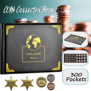Coin Collection Book,Coins Collectors Album,300 Pocket Coin Display Storage Case - Picture 1 of 12