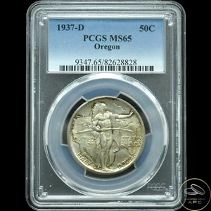 1937-D Oregon Trail Silver Commemorative PCGS MS-65 Nice Natural Toning - Picture 1 of 2