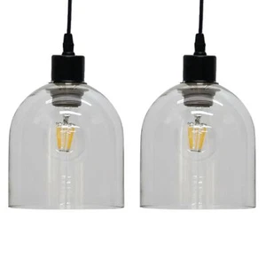 Set of 2 Modern Glass Cloche Easy Fit Pendant Shades Ceiling Lightshades - Picture 1 of 5