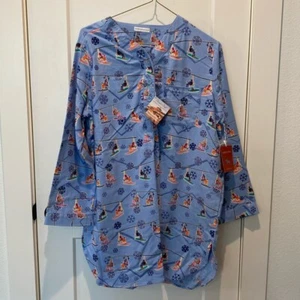 Sleep Sense Authentic Portuguese Flannel. snow Ski Scene. Size Large. NWT - Picture 1 of 9
