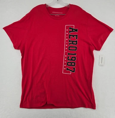 Camiseta Aeropostale Para Hombre Roja Talla 2XL Logo Gráfico Años 90 Y2K Retro Preppy Informal Foto 1 de 4