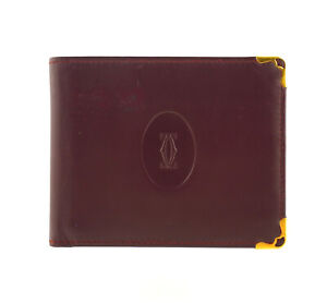 Authentic Vintage CARTIER Burgundy Leather Bifold Mens Wallet Italy