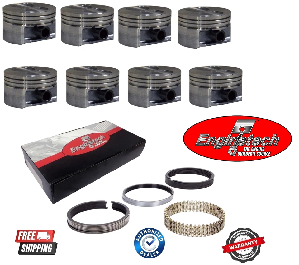 PREMIUM Flat Top Pistons / Rings for 92-97 Chevy Pontiac 350 5.7L V8 LT1 LT-1 - Image 1 of 1