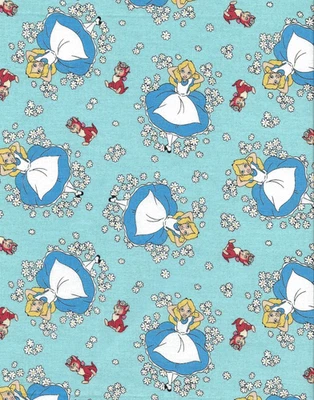 Licensed Disney Cotton Fabric ALICE IN WONDERLAND Dinah Cat Flower By The Yard - Image 1 of 4