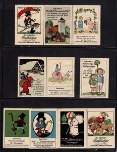 German Advertising Stamps - JF Schreiber Children's Bookstore, Group of 10 - Picture 1 of 4