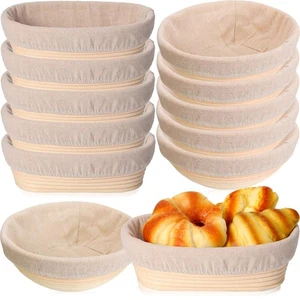 Juego de 12 cestas de prueba, cestas de prueba de pan de caña ovaladas redondas de 10 pulgadas con... - Imagen 1 de 8