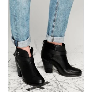 Rag & Bone Harlow schwarze Leder Stiefeletten mit Schnallendetail Damen Gr. 39,5 - Bild 1 von 8