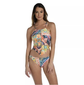 Costume da bagno Tankini La Blanca Halter fazzoletto taglia 12 due pezzi abbigliamento resort spiaggia - Foto 1 di 8