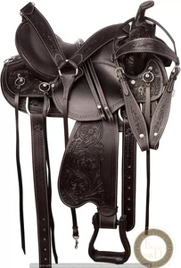 Juego completo de silla de montar Western Barrel de cuero para caballo. Tamaño-10"-18" pulgadas - Imagen 1 de 8