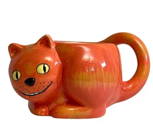 Vtg Nestle Carnation Coffee Mate Orange Cheshire Cat Mug Figural Tail Handle - Picture 1 of 12