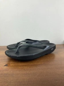 OOFOS OOLALA Luxe Flip Flop Thong Recovery Sandals Black Women’s Size 9 - Picture 1 of 11