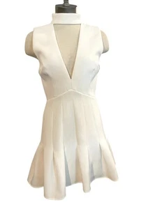 KEEPSAKE Womens Small Ivory Low Neck Backless Sleeveless Pleated Mini Dress - Picture 1 of 11