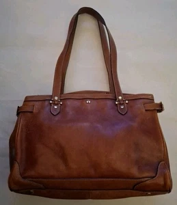 Borsa a mano vintage ETIENNE AIGNER anni 60/70 in pelle marrone ferramenta ottone - Foto 1 di 7