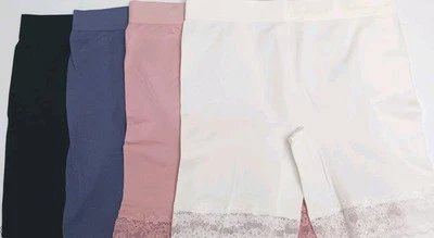 Breezies sz L Seamless Smoothing Panties Mid Thigh Shorts with Plain & Lace Trim - Image 1 of 3