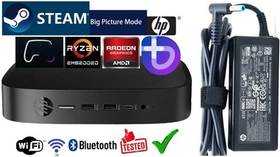Steam BPM HP Mini PC Ryzen R1505G 3.3GHz 8GB RAM 128GB M.2 SSD Wifi/BT A/C Ad. ✅ - Image 1 of 4