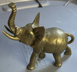Vintage massives Messing afrikanischer Elefant dekorative Tierskulptur 5” x 5” - Bild 1 von 7