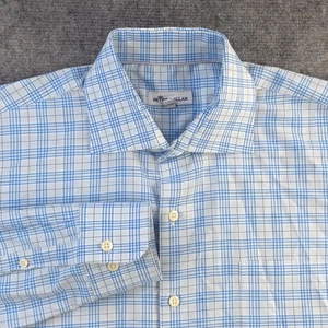 Peter Millar Hemd groß blau kariert Langarm Knopfleiste Baumwolle Stretch - Bild 1 von 9